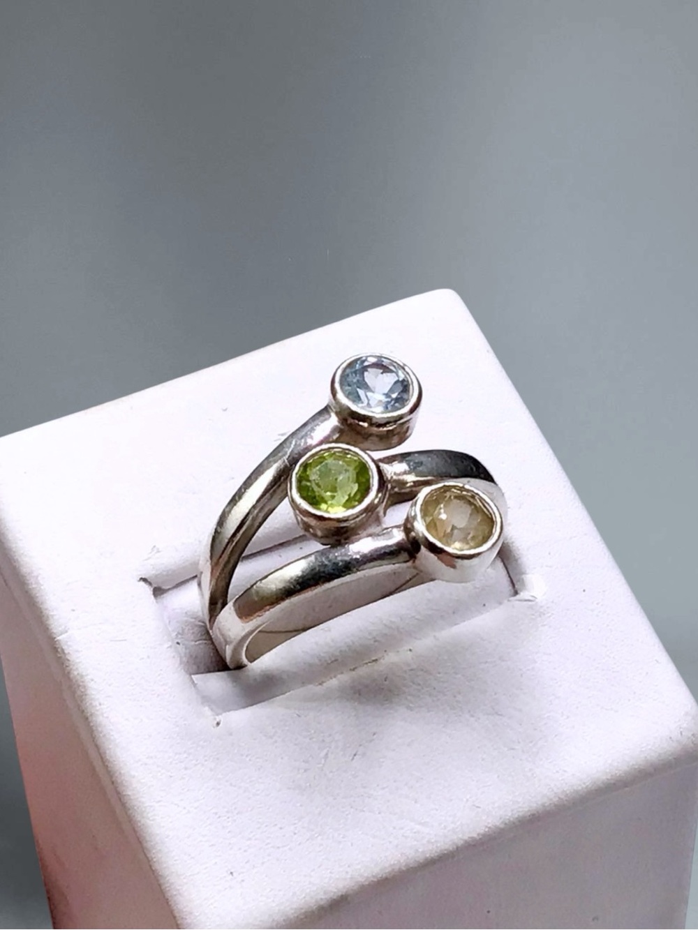 🌺Vintage Sterling & Three Gemstone Ring